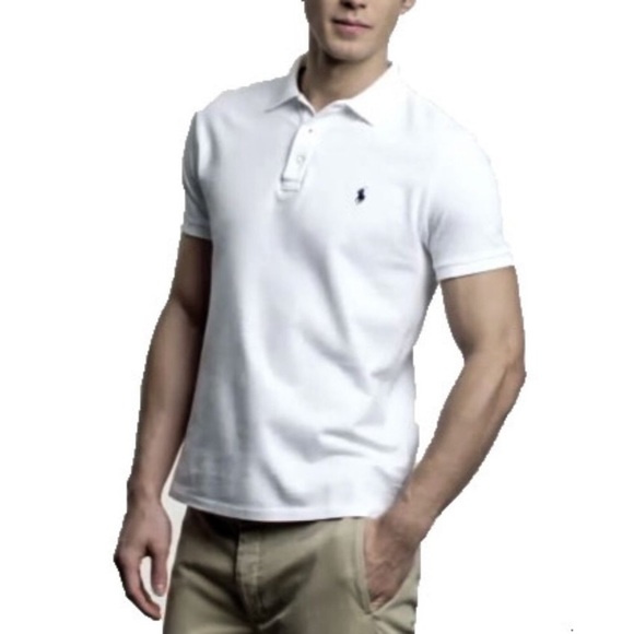 Polo by Ralph Lauren The Mesh Shirt in solid white with navy logo, Large - Picture 2 of 11